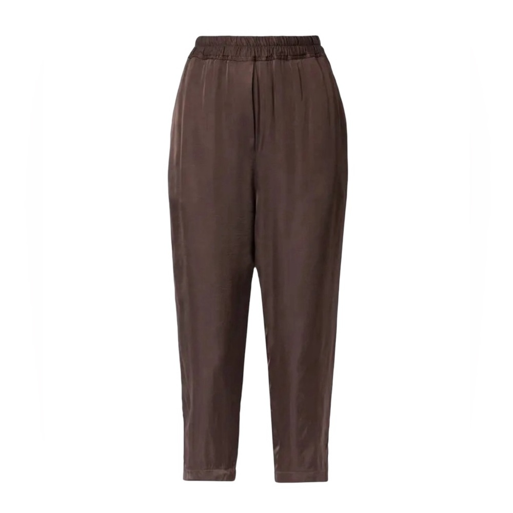 NILI LOTAN Safi Satin Pant High-Rise Chocolate Brown Small